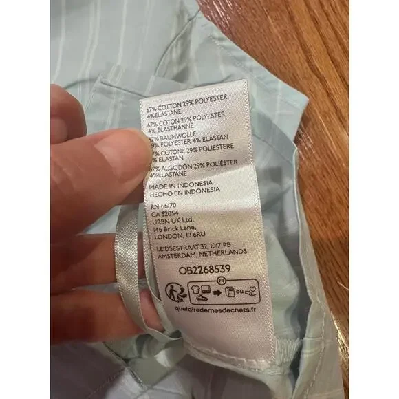 NWT Urban Outfitters Blue White Striped Pattern Folded Collar Sleeveless ButtonU - Picture 5 of 7